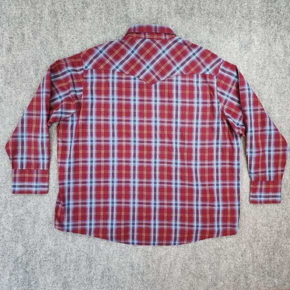 Wrangler Shirt Mens 2XL Plaid Western Pearl Snap Long Sleeve Button Up Casual - Picture 3 of 15